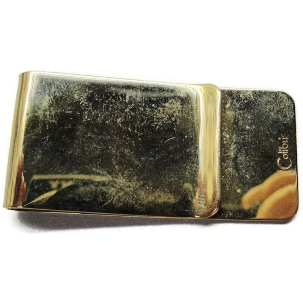Calibri Gold Tone Floral Etched Monogramable Money Clip Stainless Steel Wallet